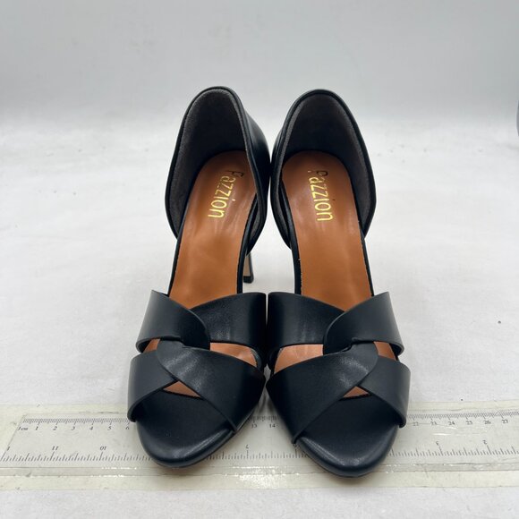 Pazzion Black Sexy Open Toe High Heel Slip On Stiletto Heeled Two Pieces Sandals - Picture 3 of 8